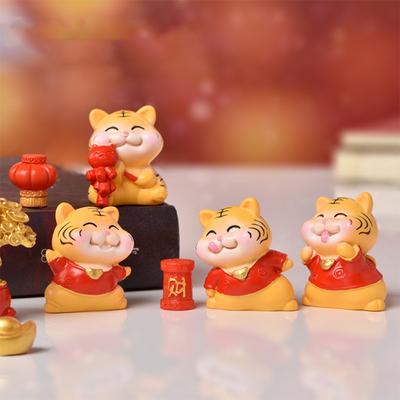 Украшения для машины в форме тигра, миниатюрные фигурки, поделки, статуэтка фонаря «Удача и богатство» с тигром, праздничные