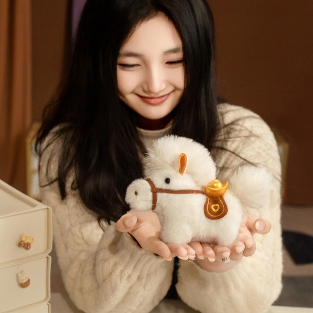 Cute Plush Horse Keychain Mascot Dolls Stuffed Animal Keyring Zodiac Pony Figurine Car Decoration