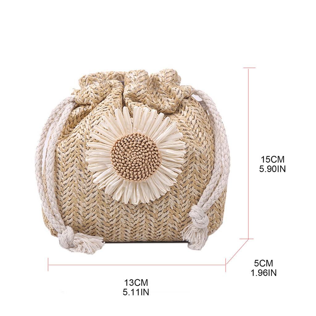 Модная соломенная сумка-мессенджер на шнурке, летняя сумка через плечо, цветочная соломенная сумка-ведро для фотосессии