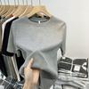 European Threaded Short-sleeved T-shirt for Women Spring and Summer New Round Neck Slimming Bottoming T-shirt Small Shirt Solid Color Versatile Top