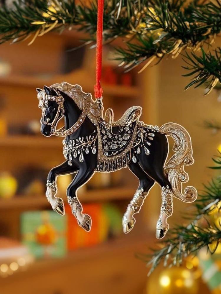 2D Акриловая Лошадь Подвеска-Шарм на Зеркало Заднего Вида Автомобиля, Украшение на Рождественскую Елку, Вечеринка, Новый Год, Подвесное Украшение
