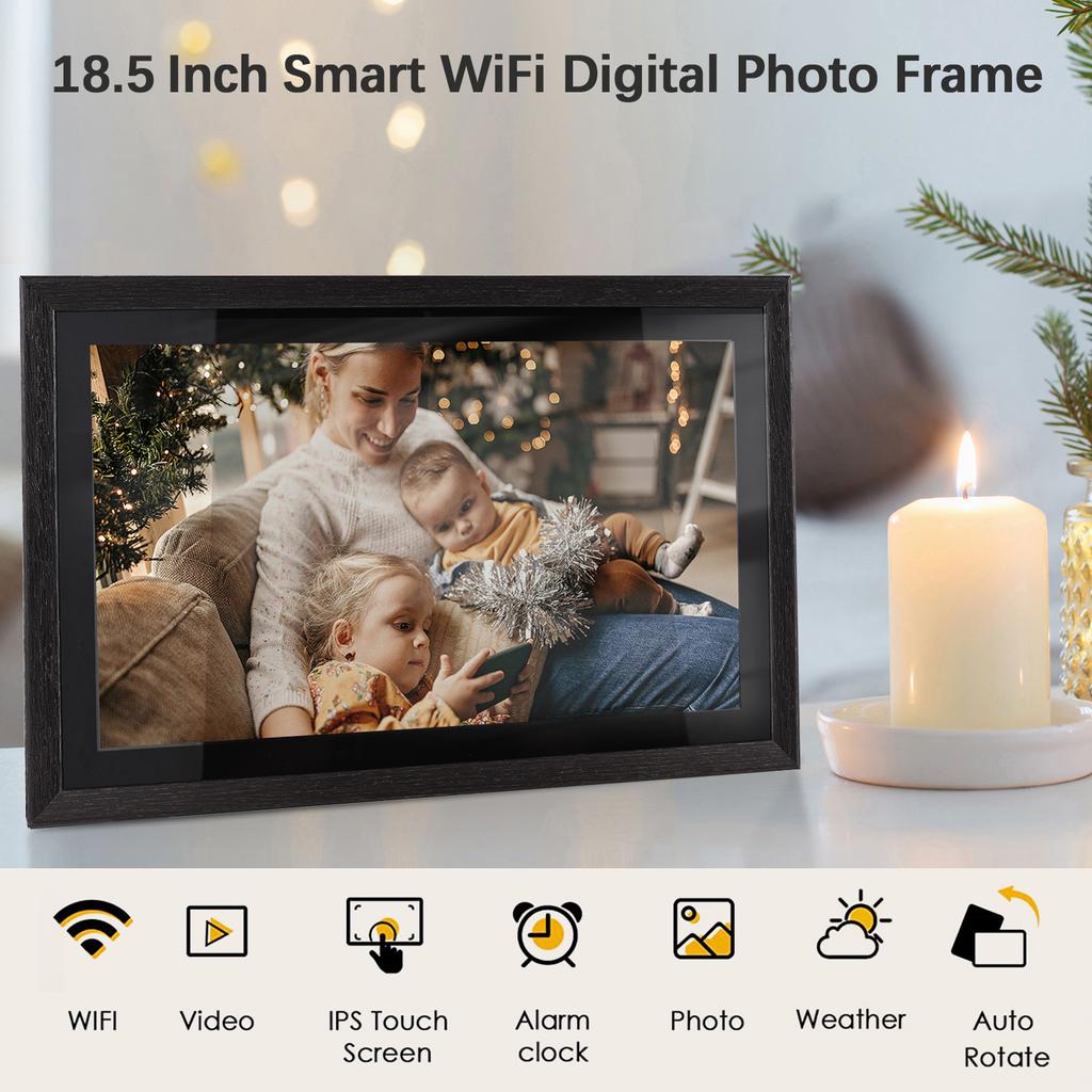 Andoer 18.5 Inch Large WiFi Digital Photo Frame Cloud Digital Picture Frame Wall Mountable 1920*1080 IPS Screen Touch