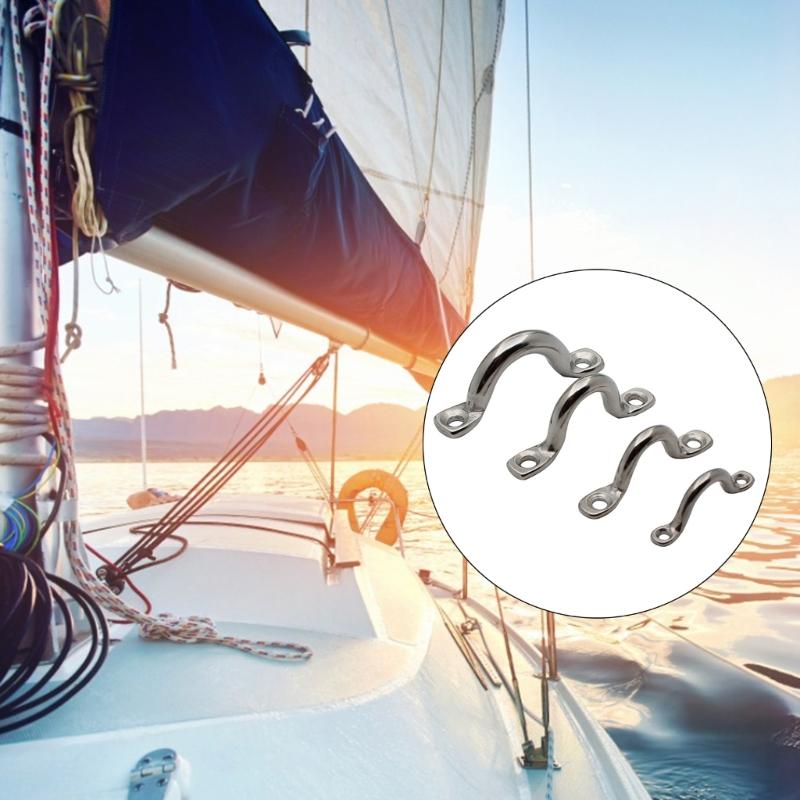 4 Pack Pad Eye Strap Stainless Steel Kayak Deck Loop Canoe Pad Eye Strap Plate Tie Down Anchor Point Bimini Boat Top