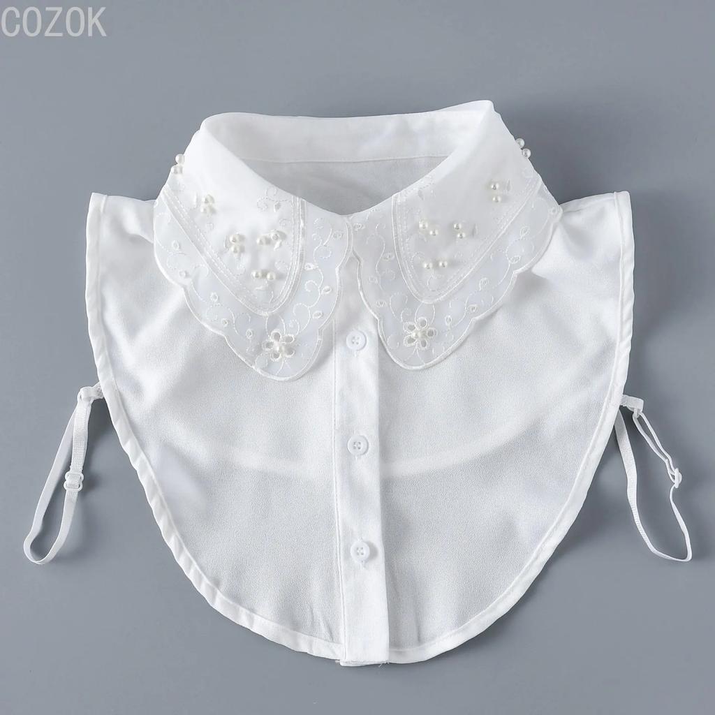 Fashion Women's Embroidery Shirt Fake Collar Removable Mujer Faux Cols White Sweater False Collar Lapel Shirt Blouse Detachable