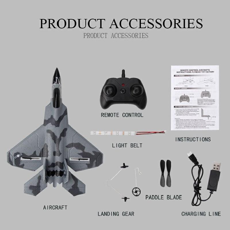 Fx-622 Fighter F22 Remote Control Aircraft Fixed Wing Glider Fall Resistant Foam Electric Model Aircraft Toy Children'S Gift