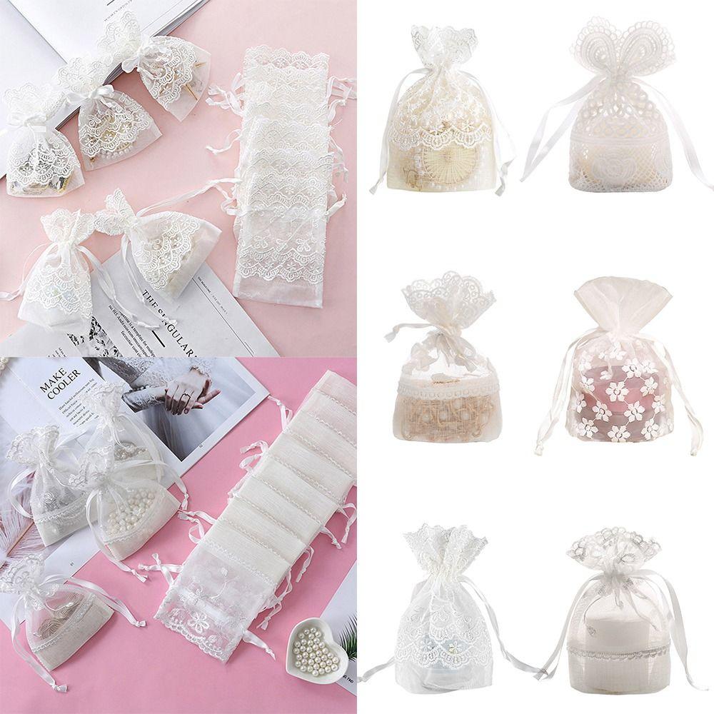 Gauze Gift Bag Festival Favor Storage Bag Reusable Drawstring Pocket Party Supply
