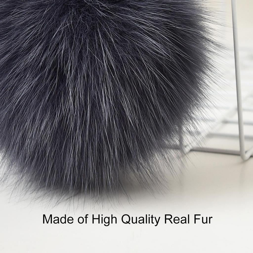 SOMALER Real Fox Raccoon Fur PomPom Keychains Metal Key Ring Recoration for Women Girls