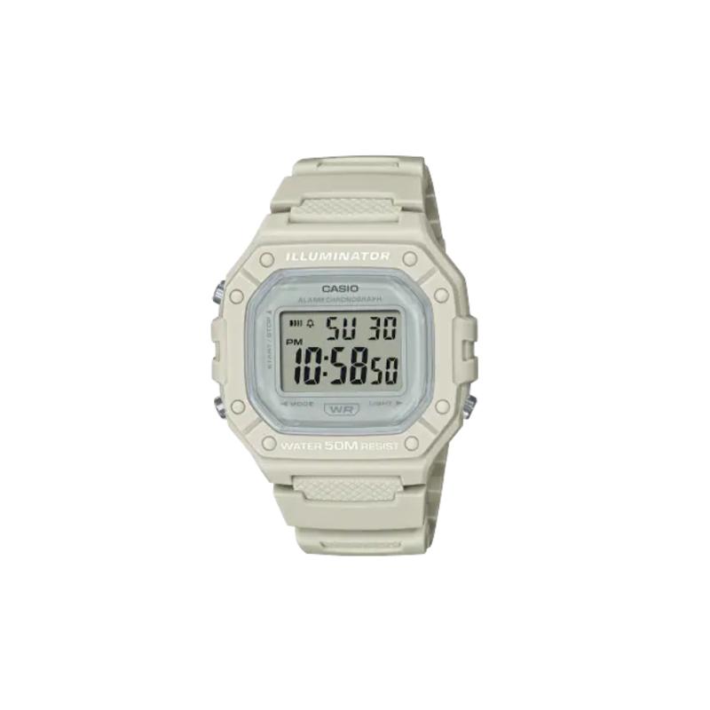 Casio Серия DIGITAL - квадратные модные трендовые спортивные 50 метров водонепроницаемые кварцевый механизм полимерный ремешок японские и корейские часы женские часы W-218HC-8AV