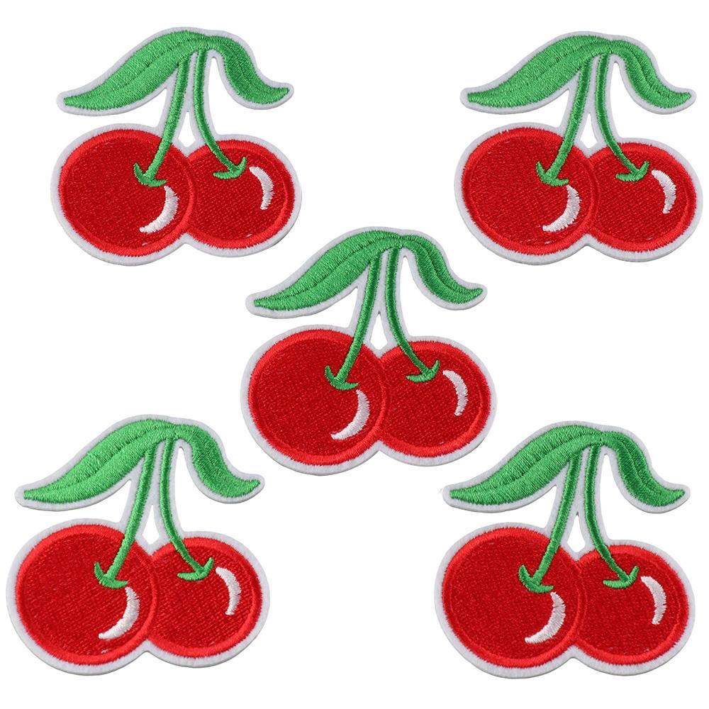 20 штук Полиэстер Милые нашивки с вишнями Красные Милые фруктовые пришивные/приклеивающиеся нашивки Джинсы