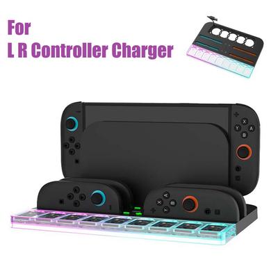Зарядная база-хранилище для контроллеров Joy-Con L R для Switch 2, подставка для игровой консоли с RGB-подсветкой для Switch 2