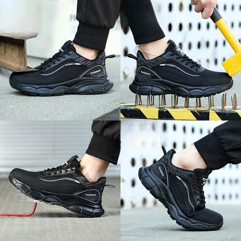 Мужская повседневная спортивная защитная обувь Изолирующая, противоударная и устойчивая к проколам Рабочая обувь Дышащая сетка для улицы Черные кроссовки