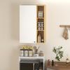 Wall Bathroom Cabinet with Adjustable Shelves and 3 Open Shelves, 59.5x30x90 cm, White and Wood