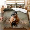 Horse Bedding Set Queen Size,Pony Decorative 2/3pcs Bedding Set Horse Freedom Runs Gallop Farm Print Soft Duvet Cover