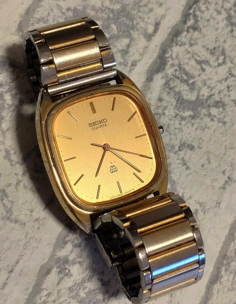 Рабочие SEIKO QUARTZ Twin Quartz Chariot Винтажные Все Винтажные Мужские Часы, Золотые, Кварцевые, Золотые
