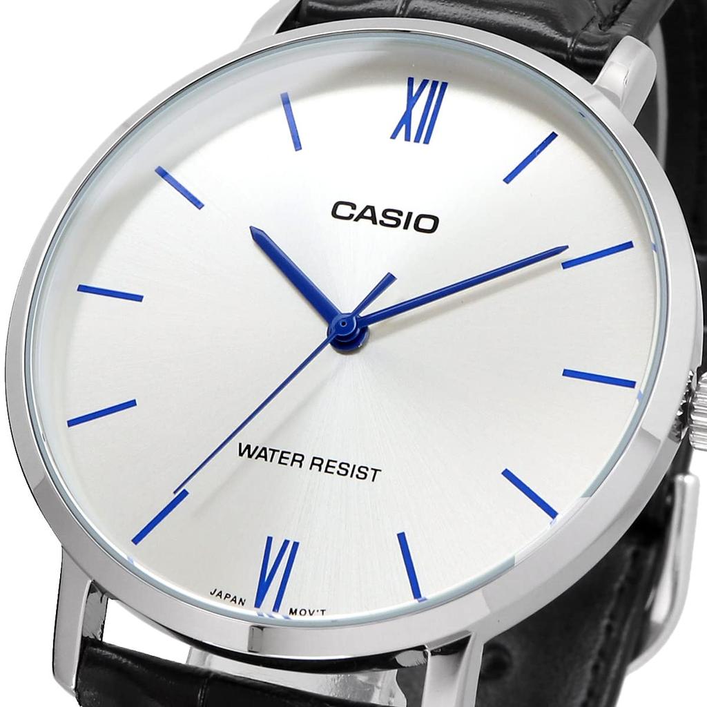 Casio Quartz Watch Silver X Black Leather Band Overseas Model [Casio] Men's MTP-VT01L-7B1 [Item]