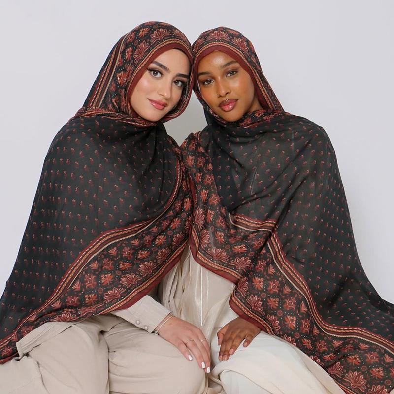 Роскошный Рамадан Новый Акварельный Принт Хиджаба Женский Бохо Мягкий Мусульманский Хиджаб Повязка на Голову Шарф Платок Головной Платок Исламский