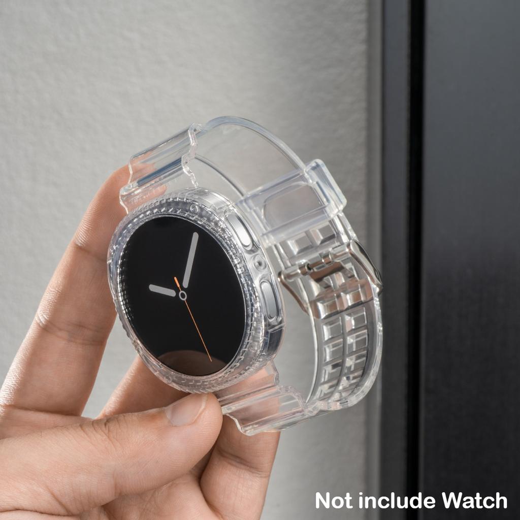 Прозрачный чехол+ремешок для Samsung Galaxy Watch 8 40 44мм ремешок Pulseira силиконовый браслет Correa для Galaxy Watch 8 Classic 46мм