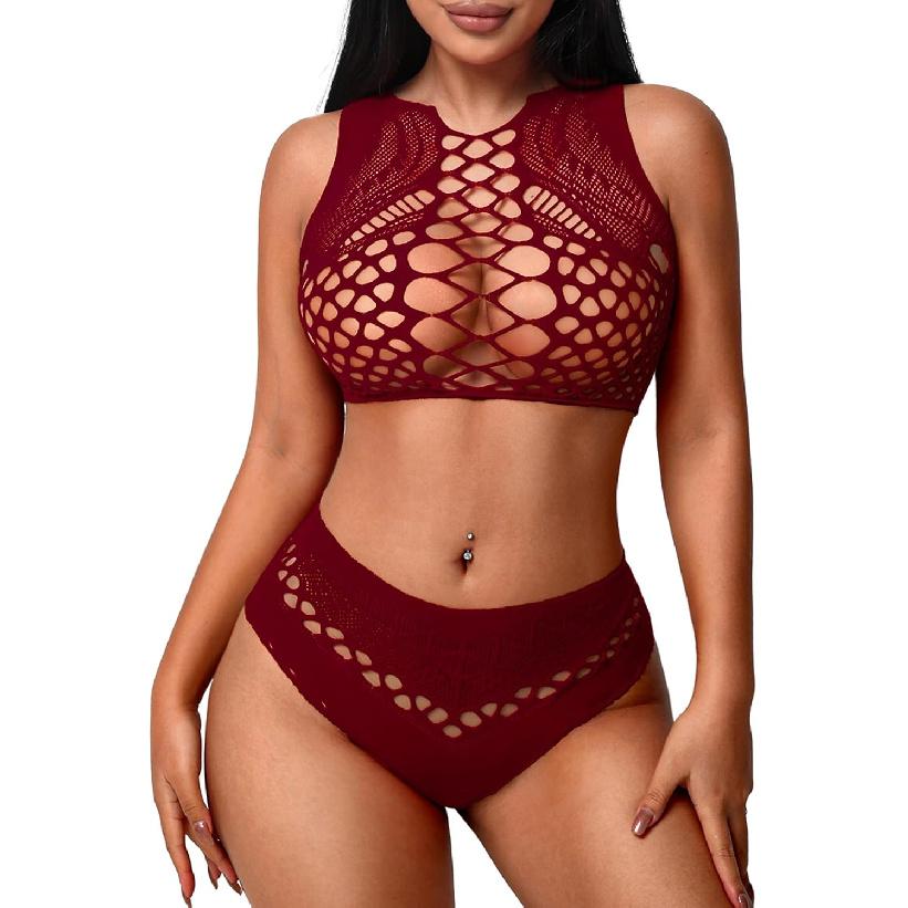 Avidlove Womens Fishnet Lingerie for Women Sexy Two Piece Lingerie Set Stripper Outfit
