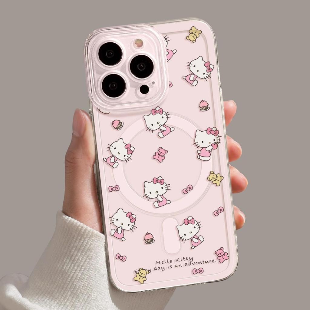 Магнитный чехол для телефона с кошкой для iPhone 17/16/15/14/13 Pro - Милый дизайн для девочек
