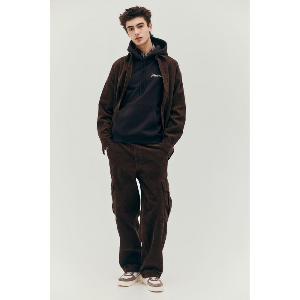 H M Regular Fit Hoodie Brown Snoopy