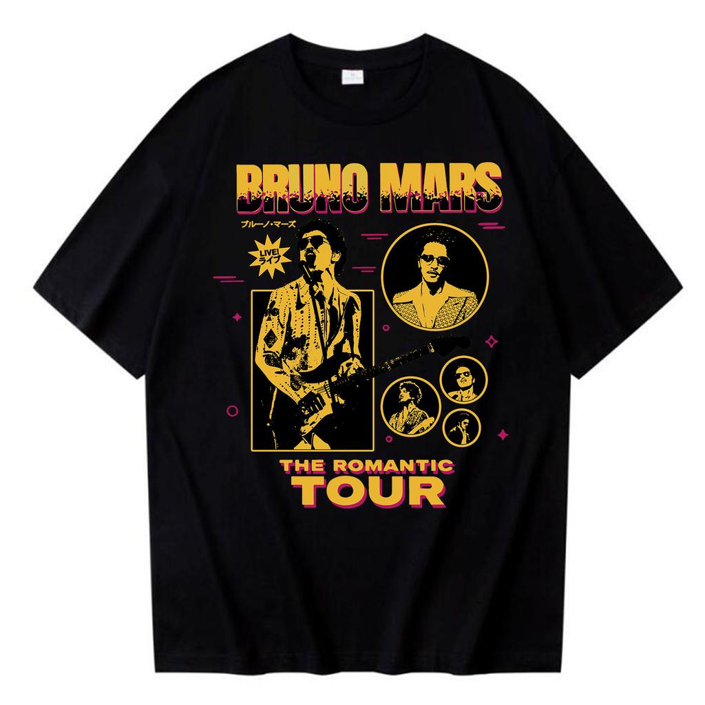 Бруно Марс The RoUnisextic Tour 2026 Футболка Унисекс Женская Хип-хоп Летняя Винтажная С коротким рукавом Круглый вырез Повседневная Рубашка Топы