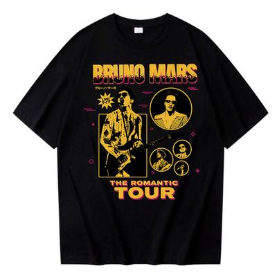 Бруно Марс The RoUnisextic Tour 2026 Футболка Унисекс Женская Хип-хоп Летняя Винтажная С коротким рукавом Круглый вырез Повседневная Рубашка Топы