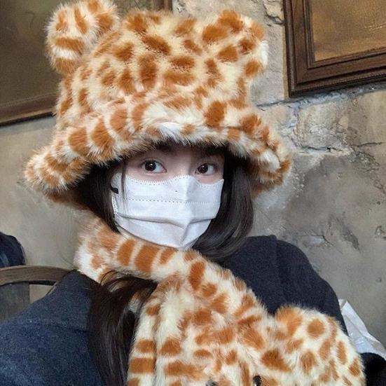 2 шт./компл. Зимняя шапка и шарф, комплект, принт тигра и леопарда, куполообразный стиль, шляпа рыбака с дизайном на шнуровке, ветрозащитный, теплый комплект шапки и шарфа