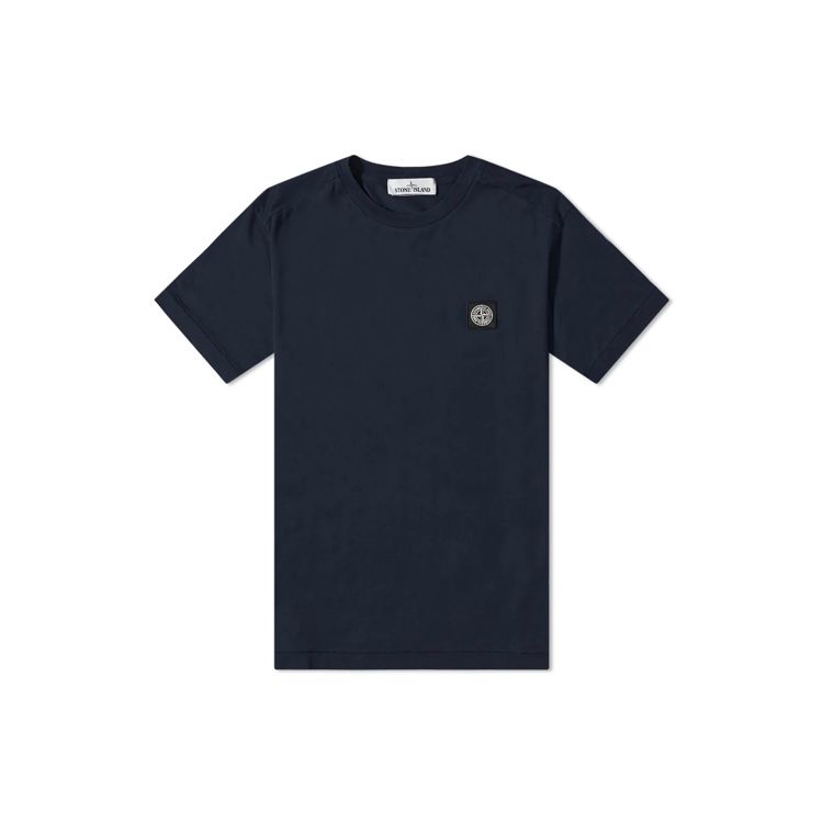 STONE ISLAND Футболка с логотипом-патчем, темно-синяя, мужская, уличная одежда 761524113-V0020