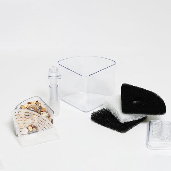 Угловой фильтр для аквариума, фильтр-губка с аэрацией для аквариума, угловой фильтр для биофильтрации с различными видами фильтрующих материалов для аквариума с мальками, креветками, нано-рыбками