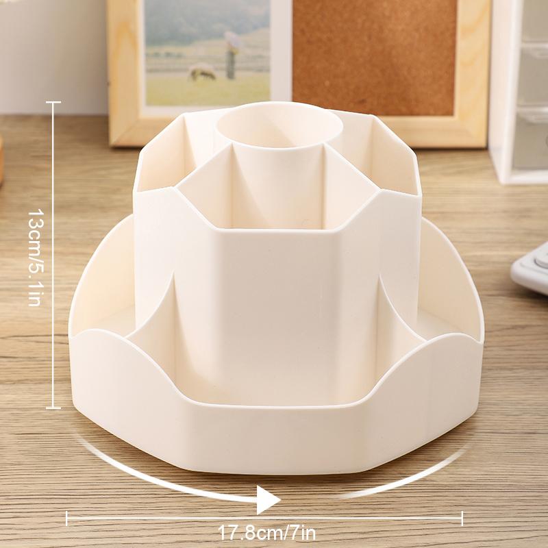 Large Capacity Plastic Rotating Pen Holder Storage Box Office Student Desktop Stationery Storage Container Learning Supplies