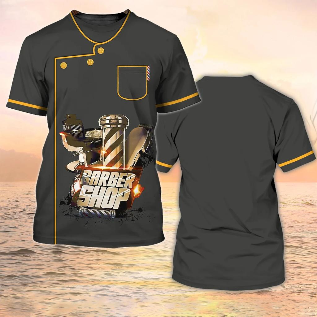 Hot Barbershop Men's T-shirt Top 3D Printing Short Sleeve Pullover Men's Summer Fashion Cool T-shirt