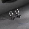 Korean Style Black Heart Hoop Earrings for Women Platinum Color Female Fashion Jewelry Accessories 2022