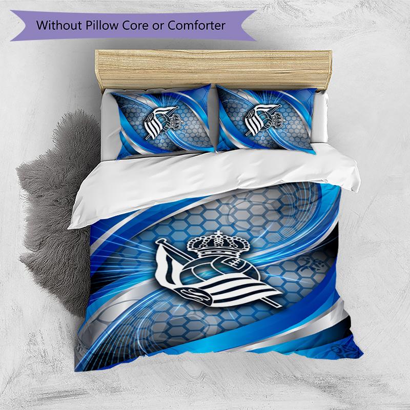 Real Sociedad FC Printed 3PCS Bedding Set Breathable Duvet Cover with Pillowcases Decorative Bed Linen for Bedroom Home