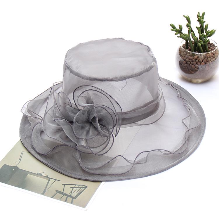 Veil Edge Sun Hat Ladies Summer Flower Organza Top Hat Beach Uv Protection Sun Hat