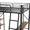 Metal Bed Strong Carrying Capacity with Computer Desk Storage Shelves Ladder Iron Frame Children Bunk Fall Protection Grilles Home Furniture Loft