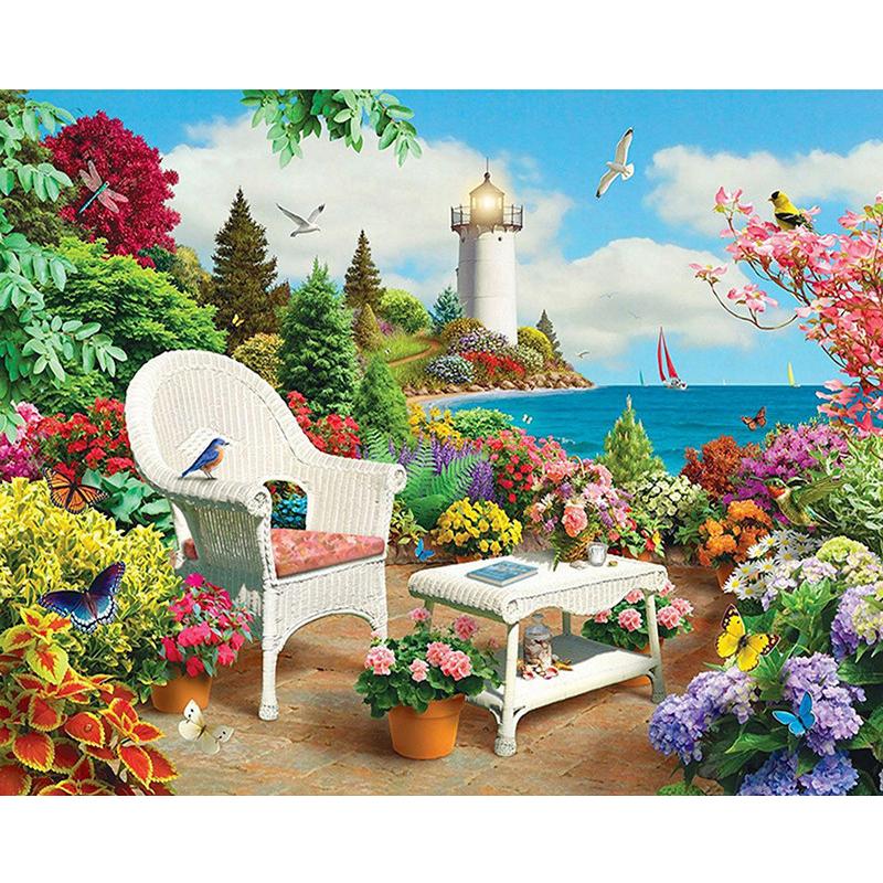5D New Collection 2024 Diamond Embroidery Lighthouse Scenery Mosaic Art Kits Diamond Painting Scenery Cross Stitch Gift