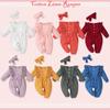 Newborn Infant Cotton Linen Romper Lace Bow Jumpsuit Clothes
