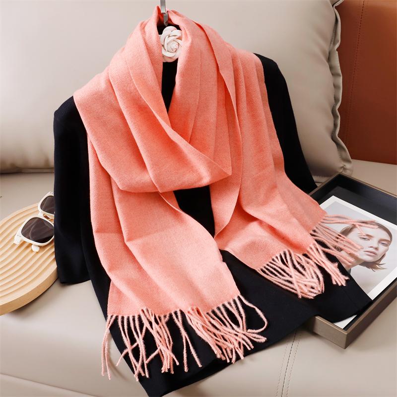 New Winer Warm Cashmere Scarf for Women Fashion Solid Thick Blanket Pashmina Shawl Wrap Female Bufanda Echarpe Foulard