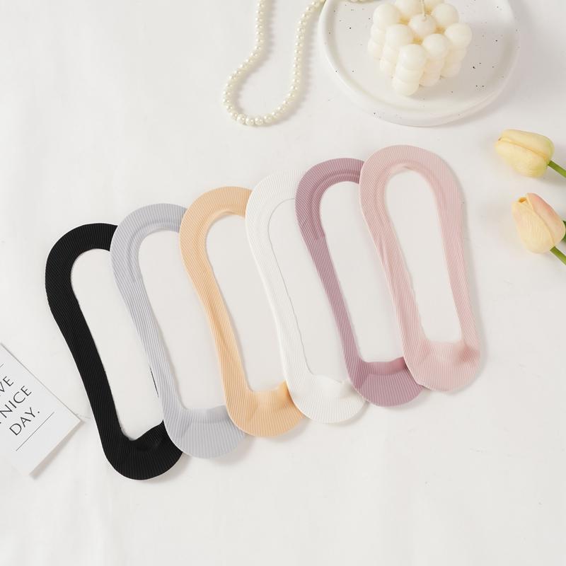 Носки-лодочки из ледяного шелка для женщин с хлопковой подошвой, силиконовые, нескользящие, без каблука, женские, на высоком каблуке, неглубокие, невидимые носки