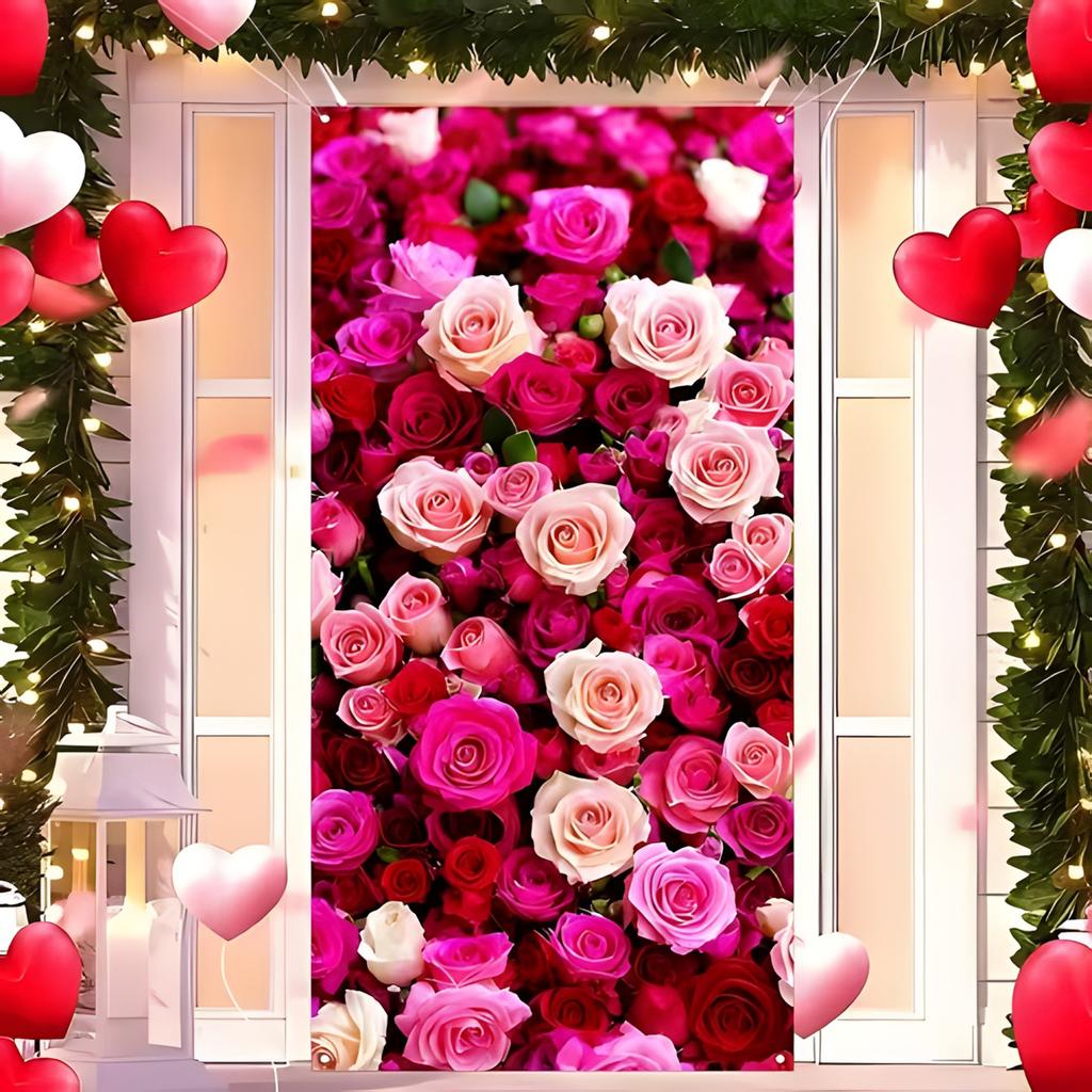 Valentine's Day Door Curtain Decoration Party Atmosphere Love Hanging Flag Decoration Door Frame Door Cover