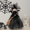 Halloween Broom Witch Doll Haunted House Doll Ornaments Black Spider Web Dress Witch Halloween Ghost Festival Decorate Props