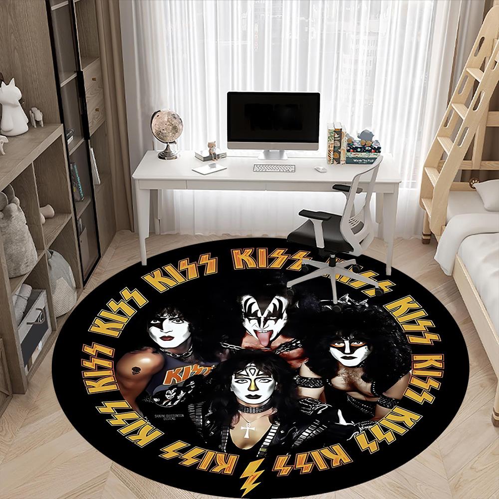 1 шт. Круглый ковер с логотипом группы KISS для офиса, под офисные стулья, спальни, гостиной, домашний декор a1016295
