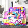 Uni-horse Print Flannel Blanket High Quality Warm Comfortable Cover for All Seasons Perfect for Gifts Home Decor