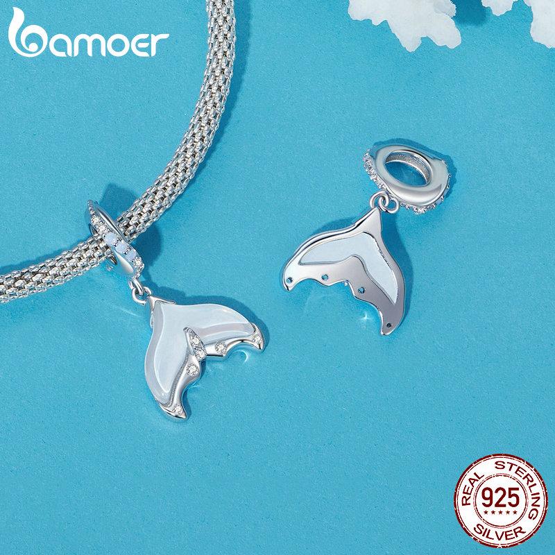 BAMOER Стерлингового Серебра 925 пробы Радуга Медуза Очарование Хвост Русалки Подвеска Мечта Океан Бусины Подходит DIY Браслет Ожерелье Ювелирные Изделия Сделать
