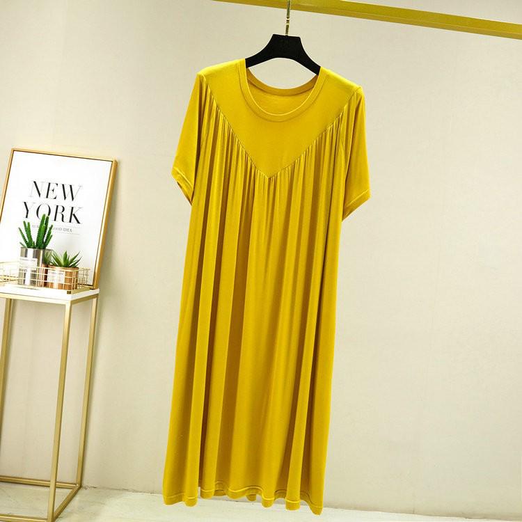 Женская ночная сорочка А-силуэта с плиссировкой больших размеров - Летняя модальная