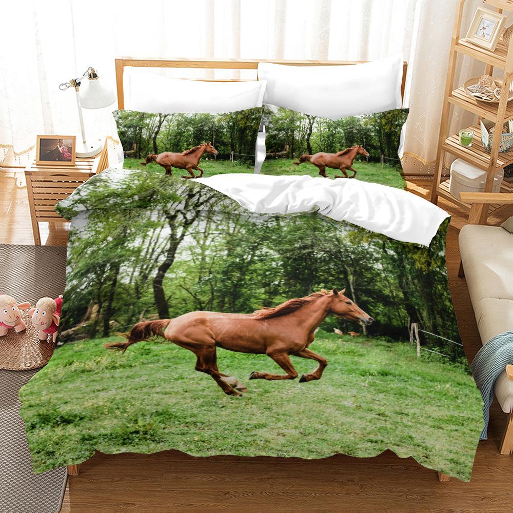 Комплект пододеяльника «Дикие лошади» с 3D-принтом, тематика «Животные», уникальный экзотический стиль, чехол для одеяла размера кинг для детей, полиэстеровый комплект постельного белья