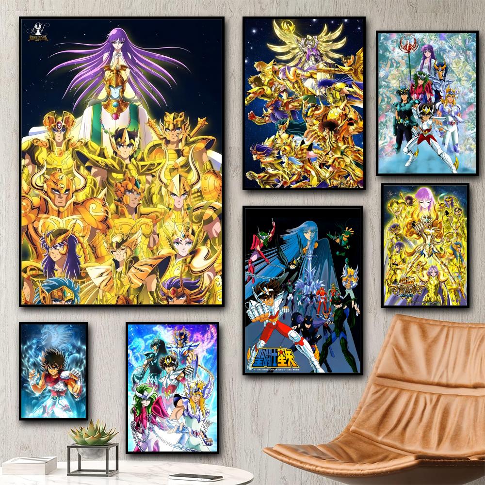 Saint Seiya Whitepaper Painting Calligraphy HD Canvas Poster living room bedroom bar aesthetic decoration