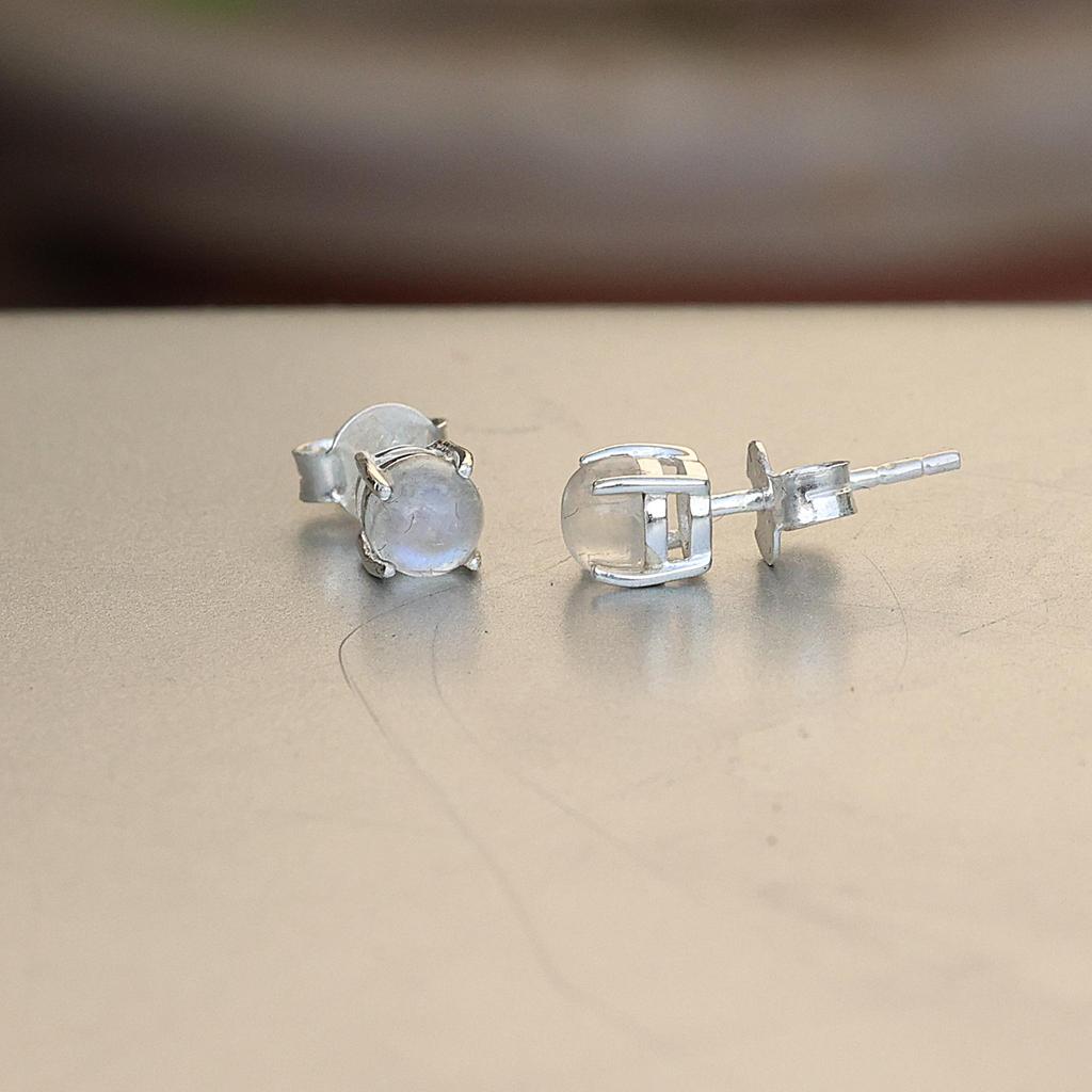 Moonstone Stud Silver Earring, Silver Jewelry, 925 Sterling Silver Handmade Jewelry