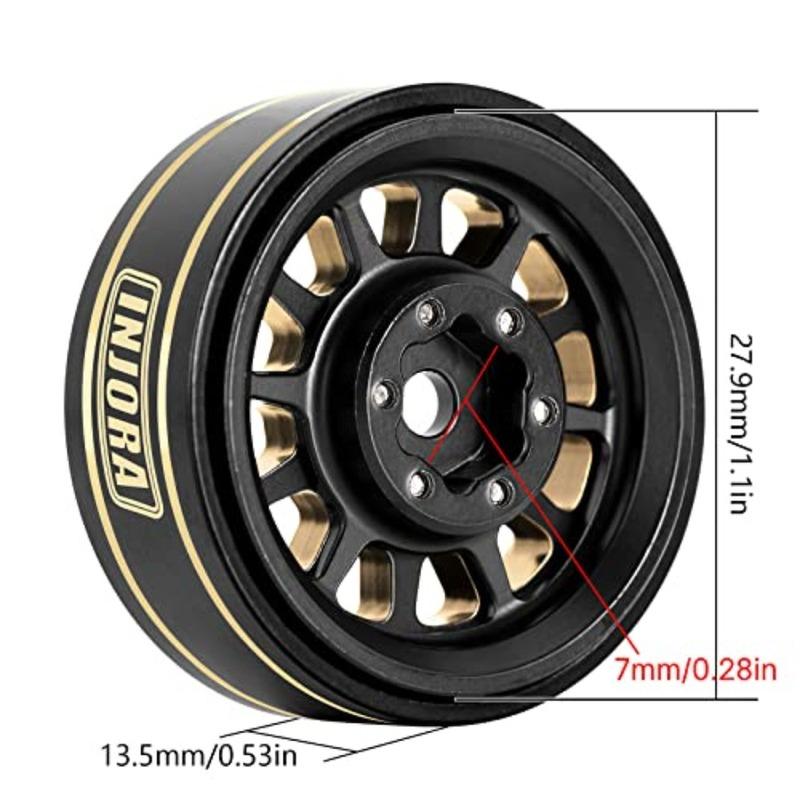 1.0 Plus Brass Beadlock Wheel Rims 4PCS 12-Spoke Wheels for 4M SCX24 FCX24 1/24 1/18 RC Crawler, 42g/pcs