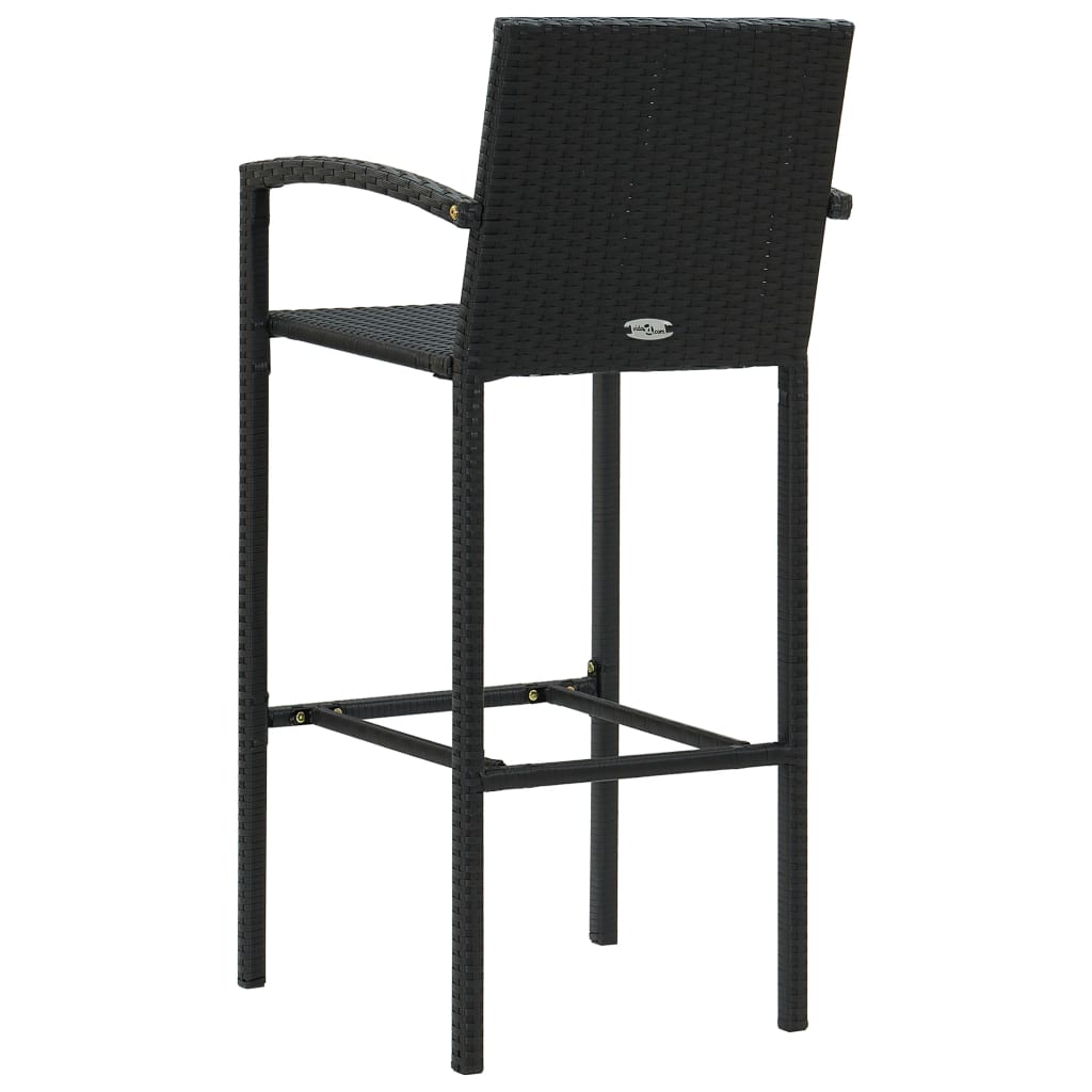 Bar Stool Set 4 Pieces Black Poly Rattan